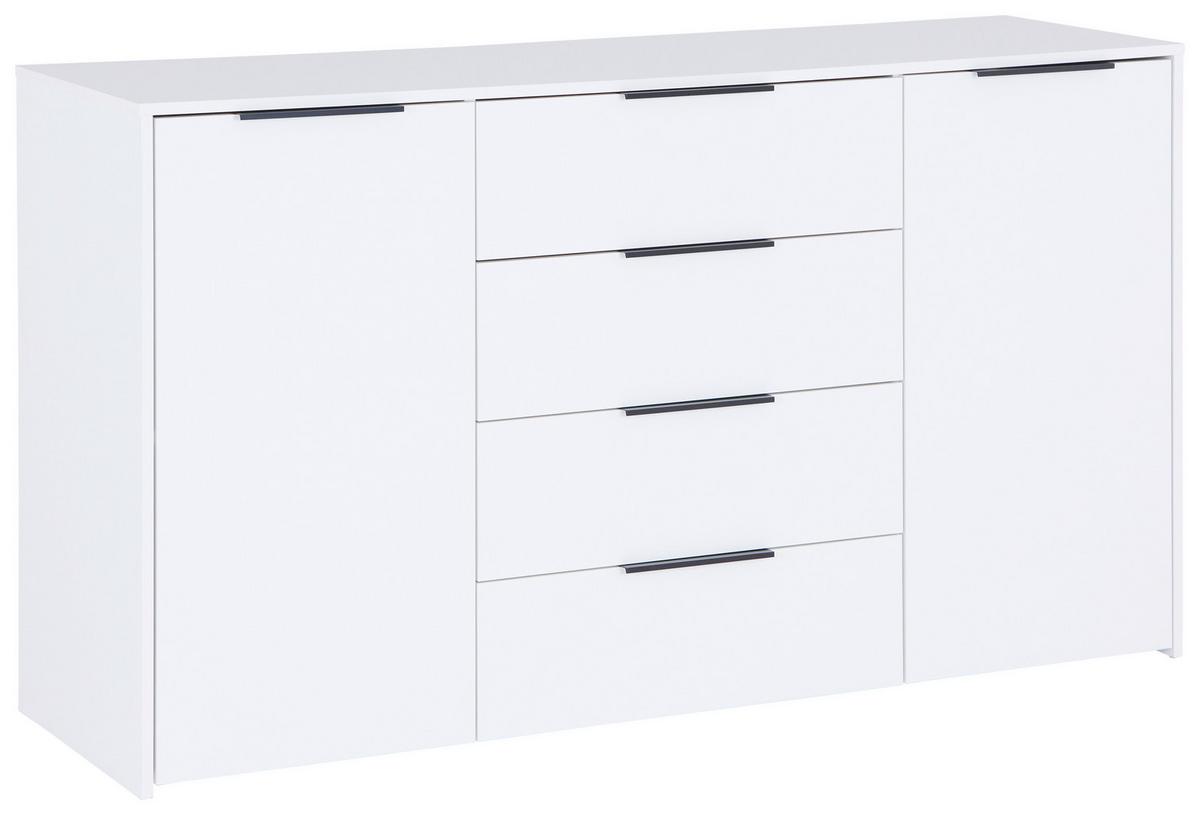 KOMODA ALAN 5 - bílá/černá, Moderní, kompozitní dřevo (161/93,4/50cm) - Luca Bessoni
