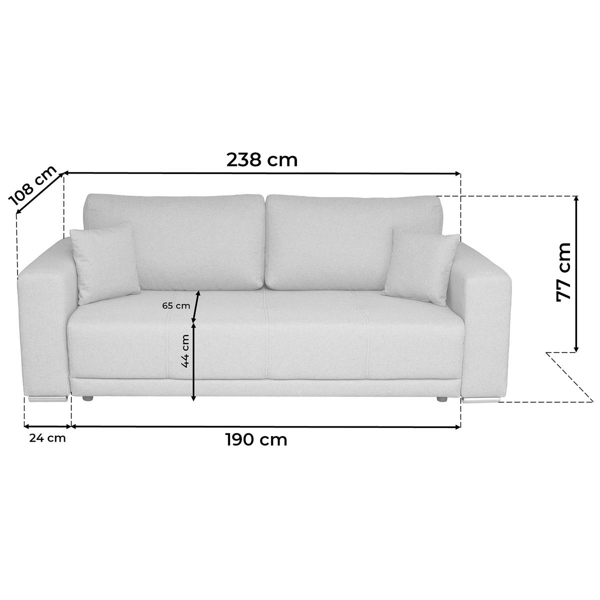 Schlafsofa Berna - Chromfarben/Schwarz, Design, Textil (238/77/108cm) - P & B