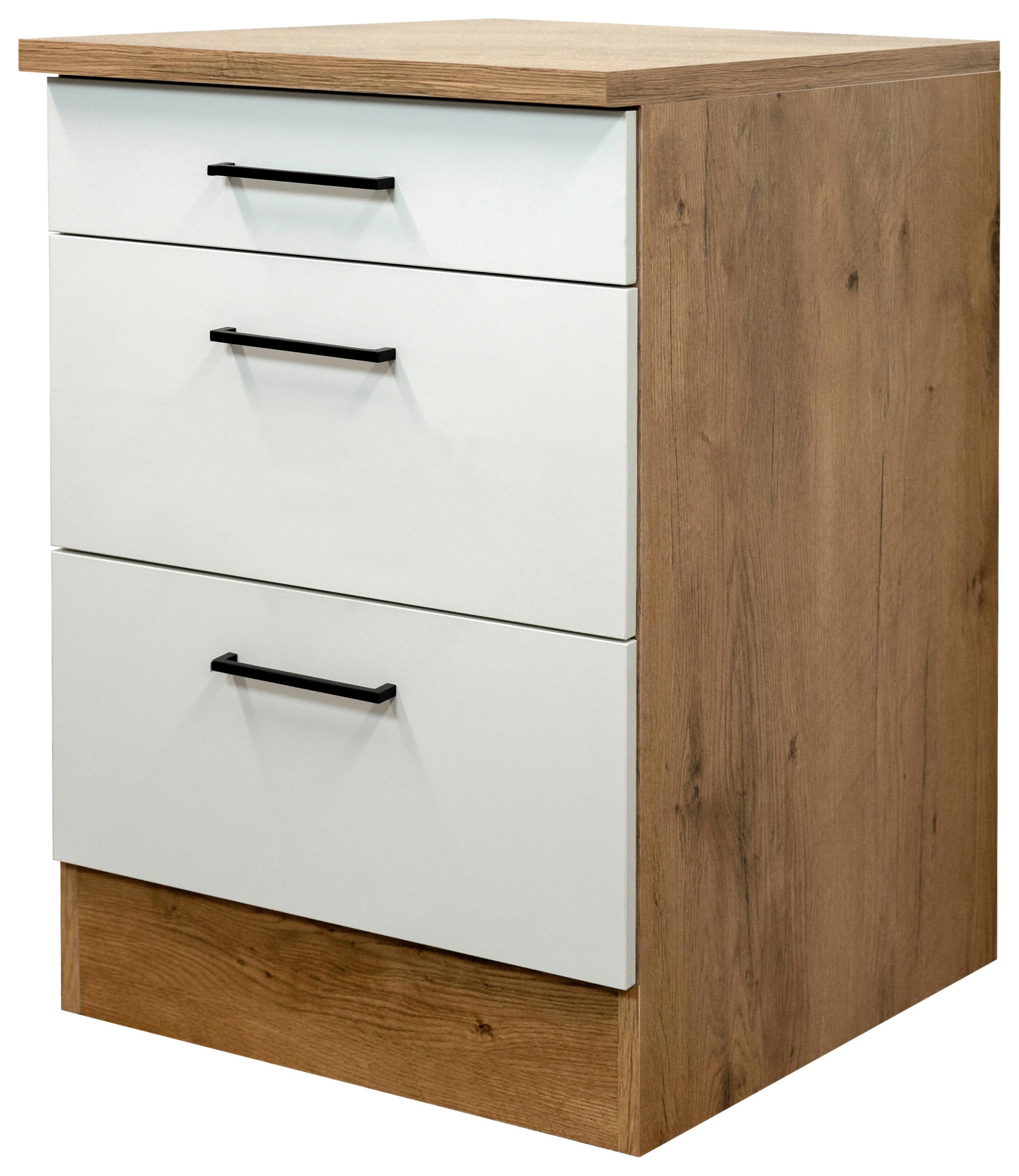 Schubkastenunterschrank Avila Eichefarben/magnolie B: 60 Cm - Eichefarben/Magnolie, KONVENTIONELL, Holzwerkstoff (60/85/60cm) - FlexWell