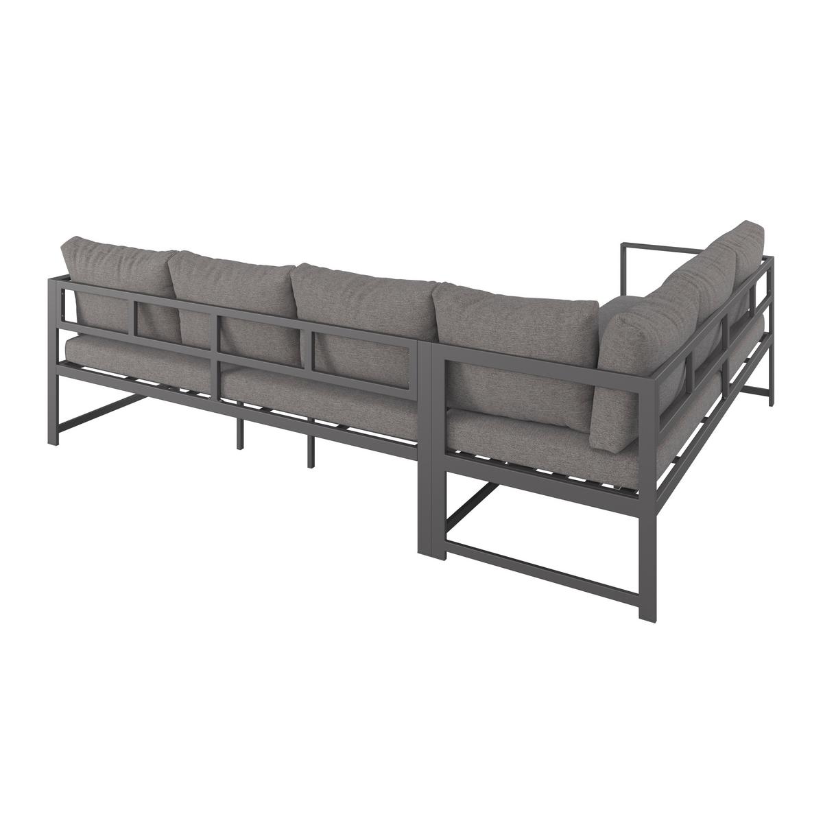 Loungegarnitur 4-tlg Medan Metall/kunststoff Mit Kissen - Anthrazit, MODERN, Textil/Metall (193/175cm) - Beldano