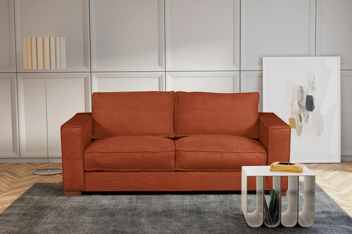 Schlafsofa Texas Rostfarben Cord, B: 203 cm - Rostfarben/Dunkelbraun, Design, Textil (203/85/99cm) - MID.YOU