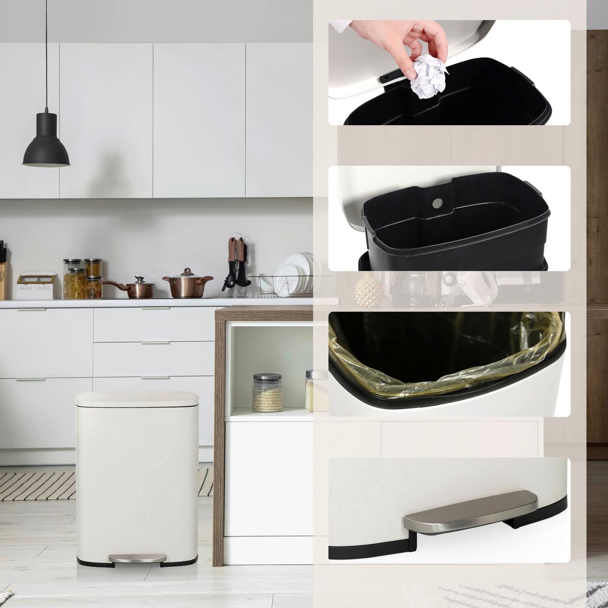 Abfallsammler Clean Xv Schwarz B: 30 cm - Beige/Schwarz, MODERN, Kunststoff/Metall (30/64/42,5cm) - MID.YOU