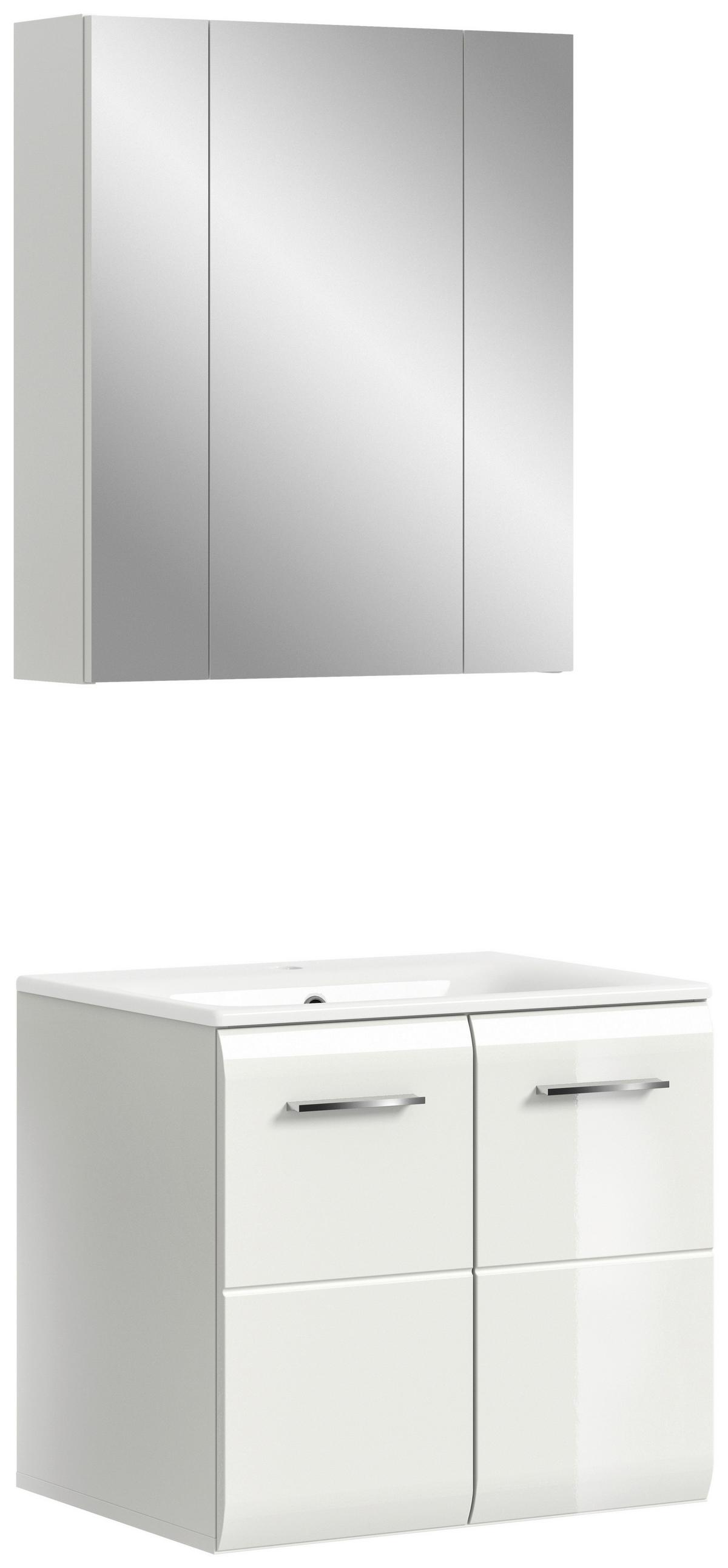 Badezimmer Ice Weiß/Weiß Hg B: 60 cm - Weiß Hochglanz/Weiß, MODERN, Keramik/Holzwerkstoff (60/123/46cm) - MID.YOU