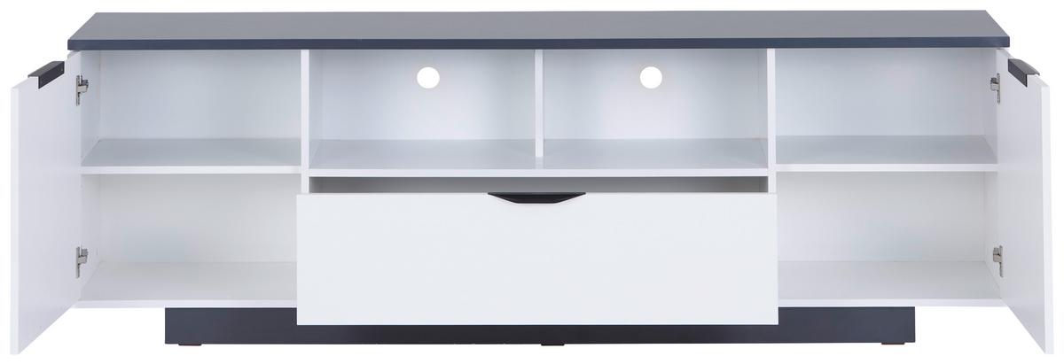 Médiaállvány Mx 198 - antracit/magasfényű fehér, Modern, faalapú anyag (194,2/65/40cm)