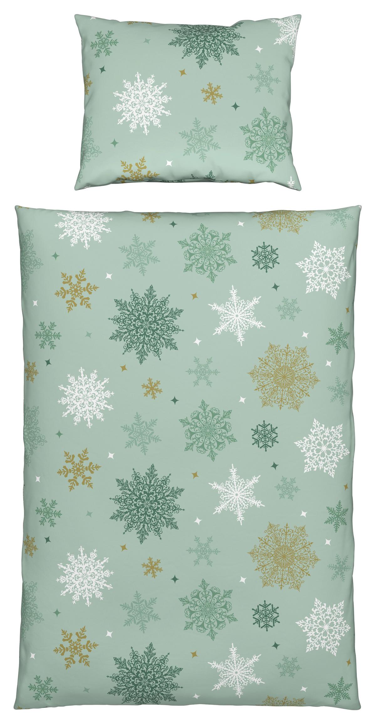Ágyneműhuzat-garnitúra Snowflake - zöld, Modern, textil - Luca Bessoni