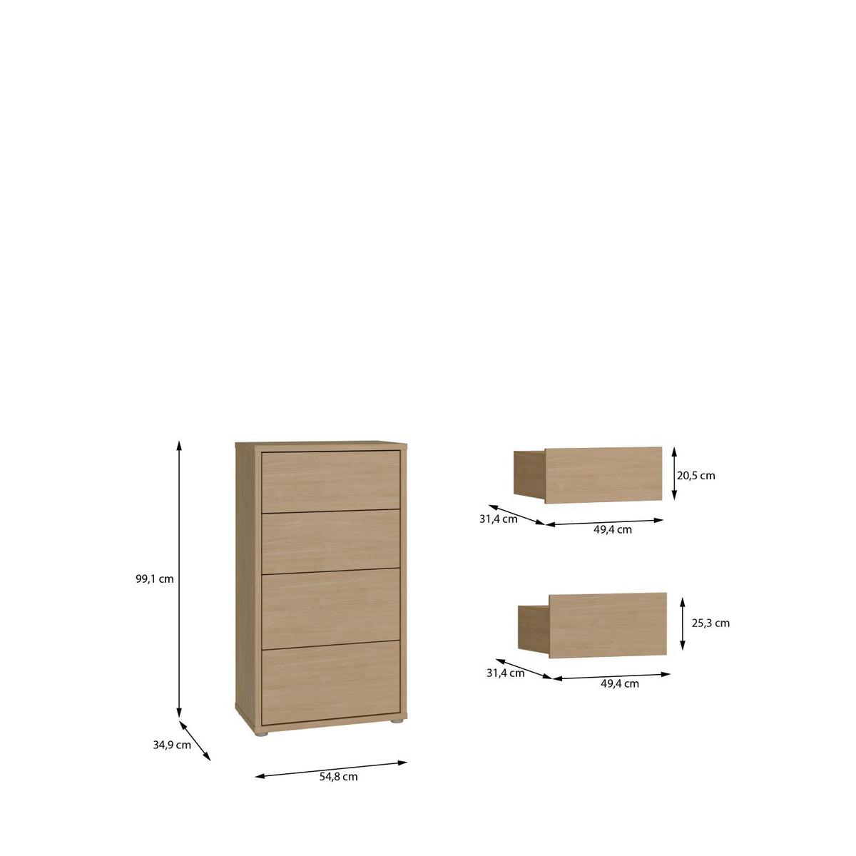 KOMODA ALICE SPRINGS - farba duba, Modern, kompozitné drevo (54,8/99,1/34,9cm)