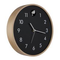Wanduhr 78284b  Clocky - Schwarz/Naturfarben, Natur, Holz/Holzwerkstoff (31,5cm) - Globo