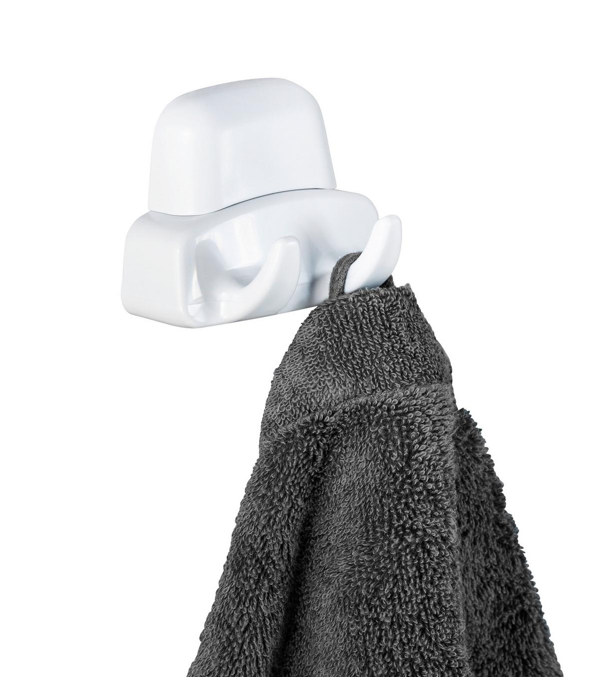 Wandhaken Pure Duo 17940100 - Weiß, KONVENTIONELL, Kunststoff (8/5,5/4,5cm) - Wenko