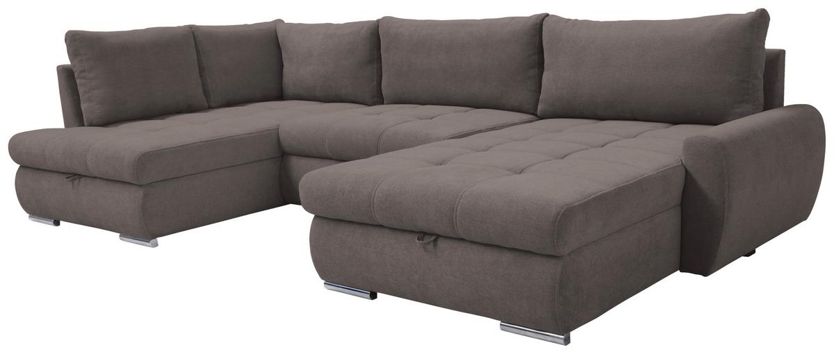 Ecksofa Canion - Chromfarben/Graubraun, Design, Textil (173/322/174cm) - Livetastic
