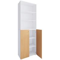 Schuhschrank Lona Weiß Buchefarben Dekor - Buchefarben/Schwarz, Design, Holzwerkstoff (70/220/40cm) - MID.YOU