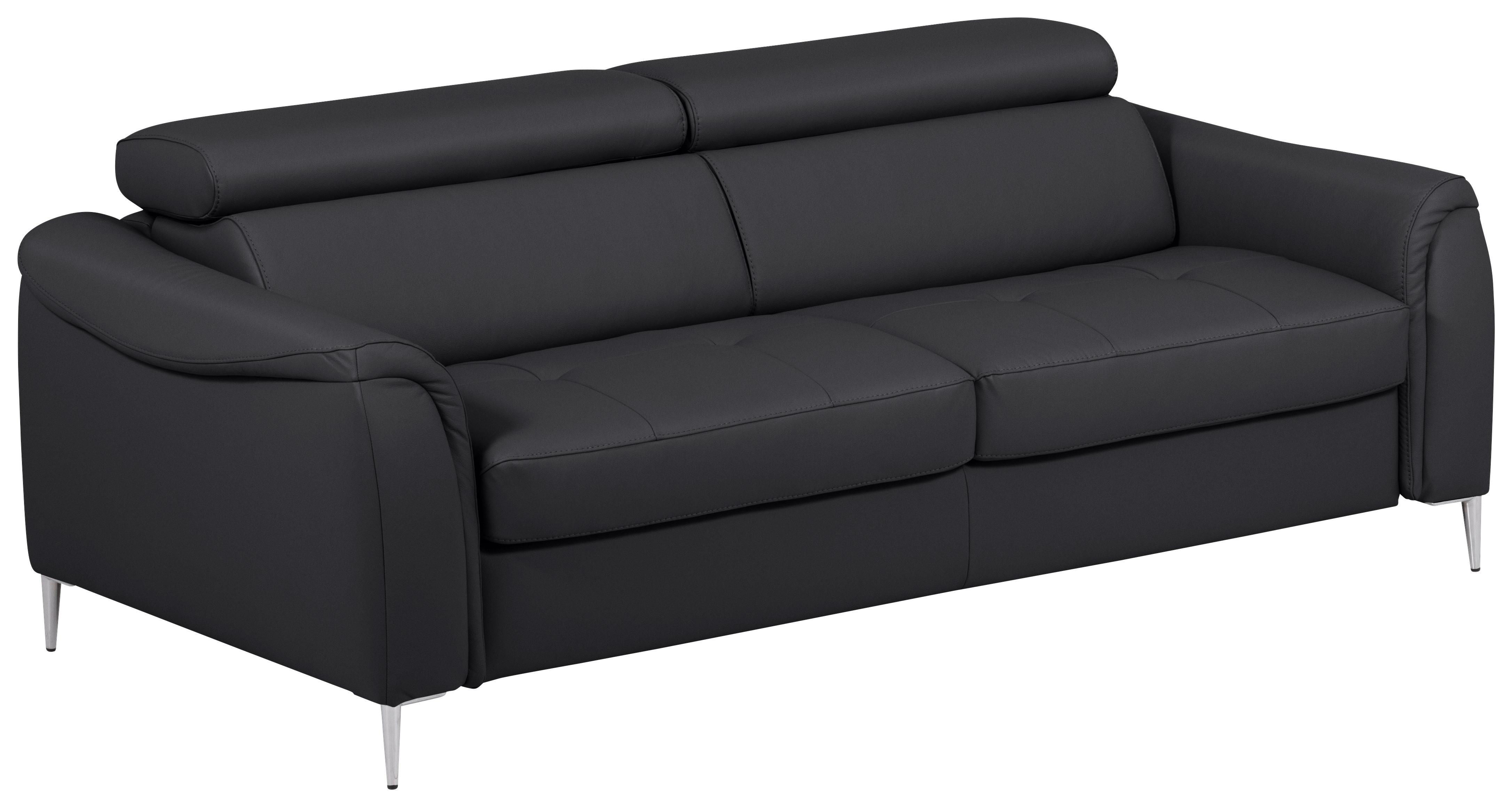 Schlafsofa Pafos Schwarz Lederlook, Rindsleder B: 203cm - Schwarz, Design, Leder/Textil (203/77-98/103cm) - MID.YOU