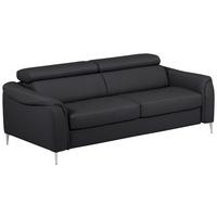 Schlafsofa Pafos Schwarz Lederlook, Rindsleder B: 203cm - Schwarz, Design, Leder/Textil (203/77-98/103cm) - MID.YOU