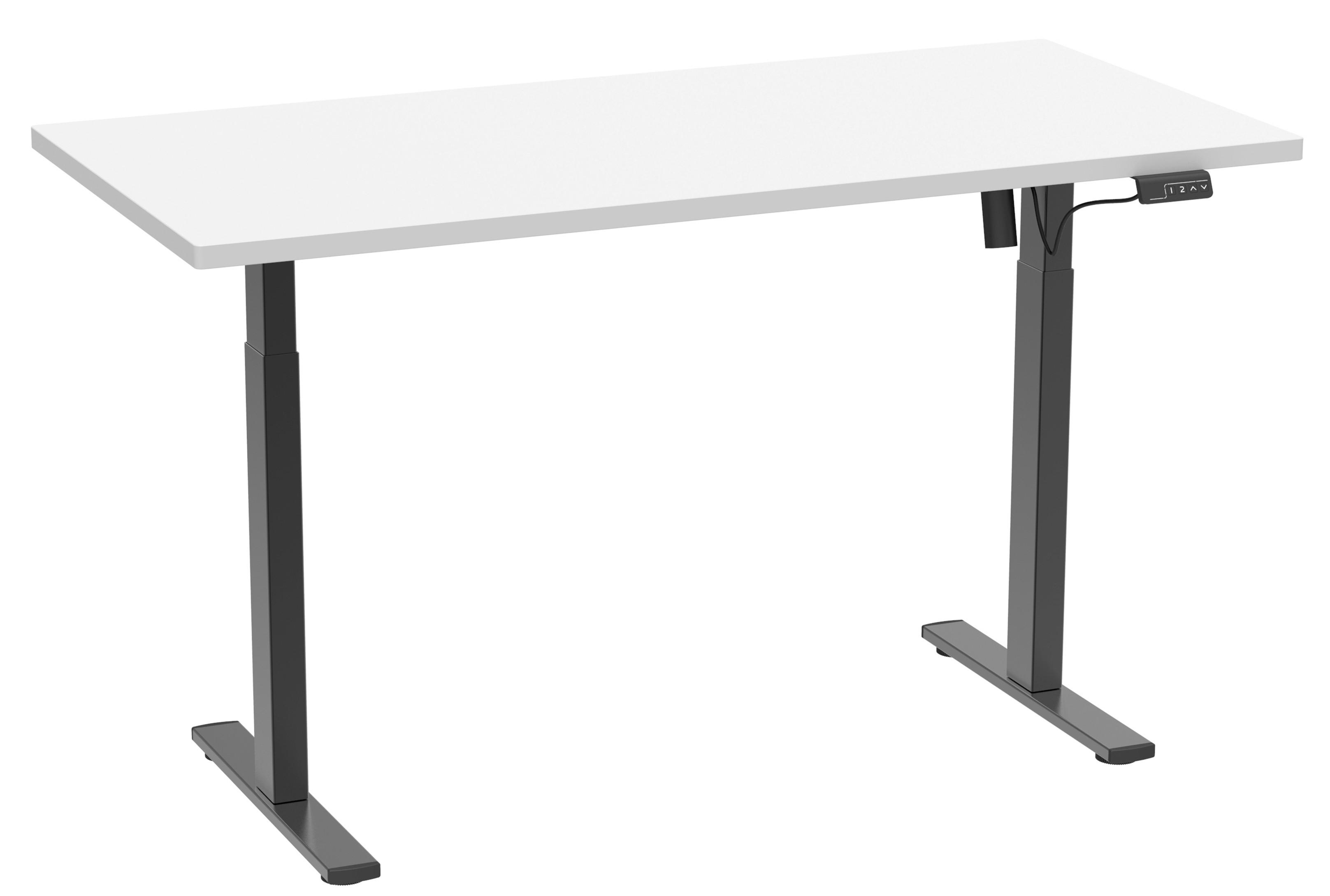 Schreibtisch Höhenverstellbar E-Lona Schwarz/weiß B: 140 Cm - Silberfarben/Schwarz, Design, Holzwerkstoff/Metall (140/71/80cm) - MID.YOU