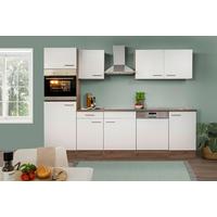 Küchenzeile mit Geräten B: 280 cm Weiß/Eiche Dekor - Eichefarben/Weiß, Design, Holzwerkstoff (280cm) - Respekta