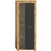 Vitrine Jam Eiche Dekor/grau B: 60 Cm - Eiche Wotan/Schwarz, Design, Glas/Holzwerkstoff (60/159/35cm) - MID.YOU