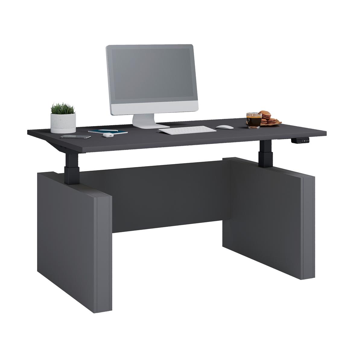 Schreibtisch E-Salia Schwarz/Anthrazit L: 138cm - Anthrazit/Schwarz, KONVENTIONELL, Holzwerkstoff/Metall (138/80/73-122cm) - MID.YOU