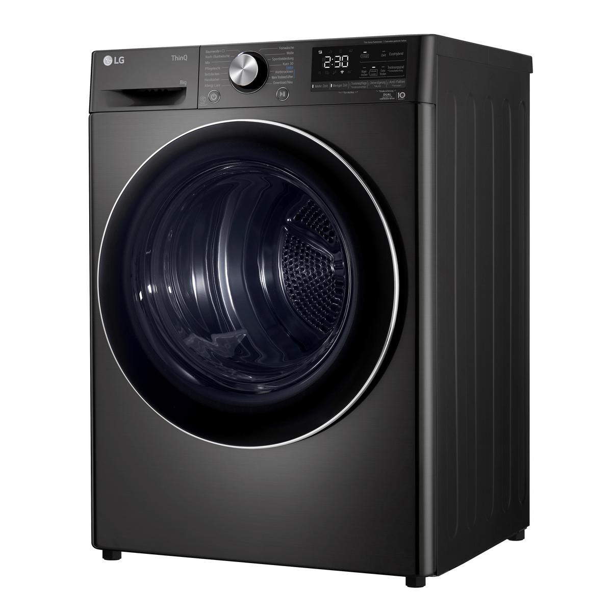 Wärmepumpentrockner Lg Rt80v9b - Chromfarben/Schwarz, Basics, Glas/Kunststoff (60/85/66cm) - LG