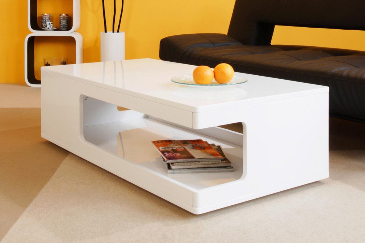 Couchtisch Weiß Hochglanz L: 120 cm - Weiß Hochglanz, Design, Holzwerkstoff (120/60/35cm) - Livetastic