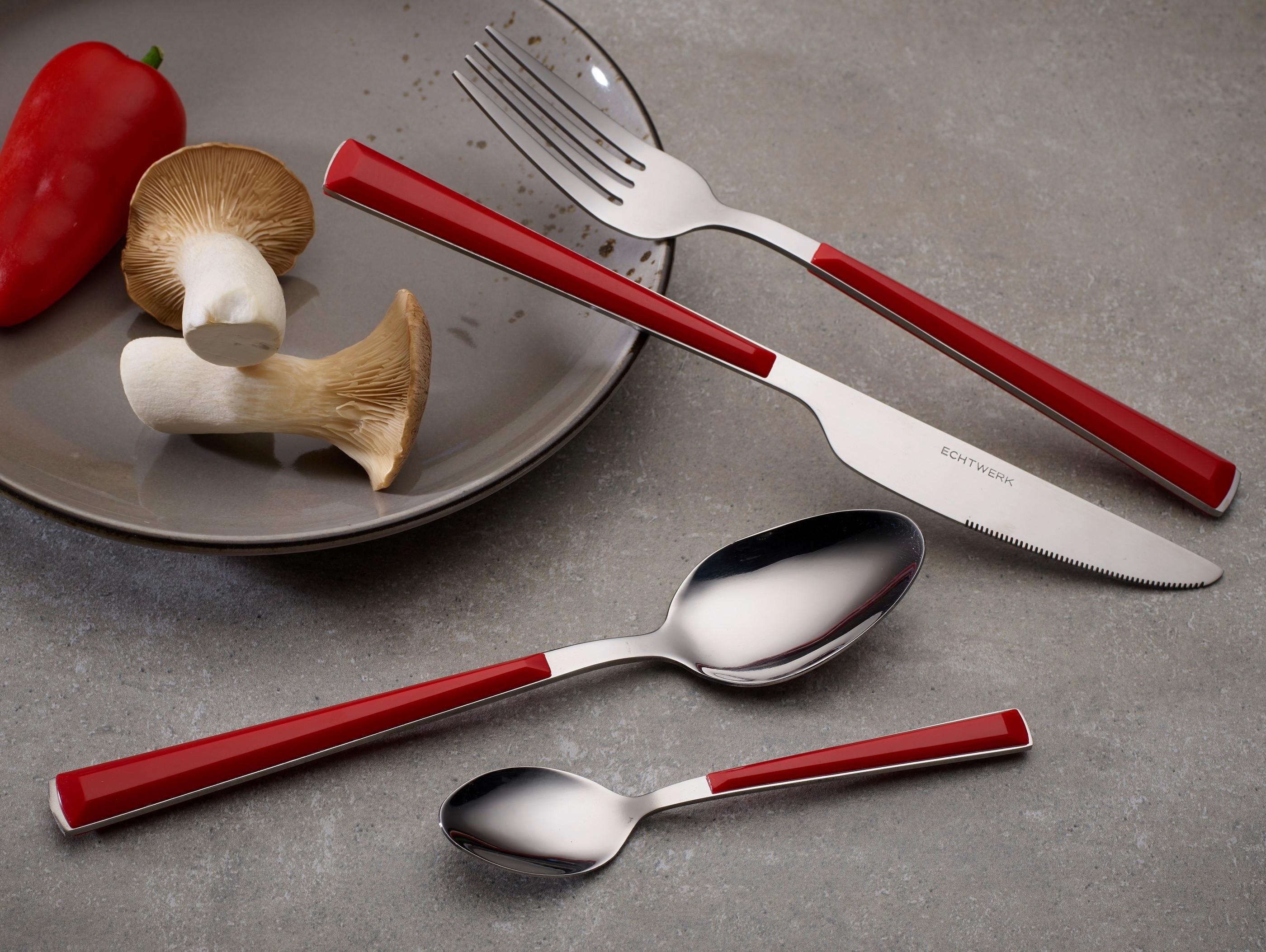 Besteckset 24-teilig Für 6 Personen - Rot/Silberfarben, Basics, Metall - Echtwerk