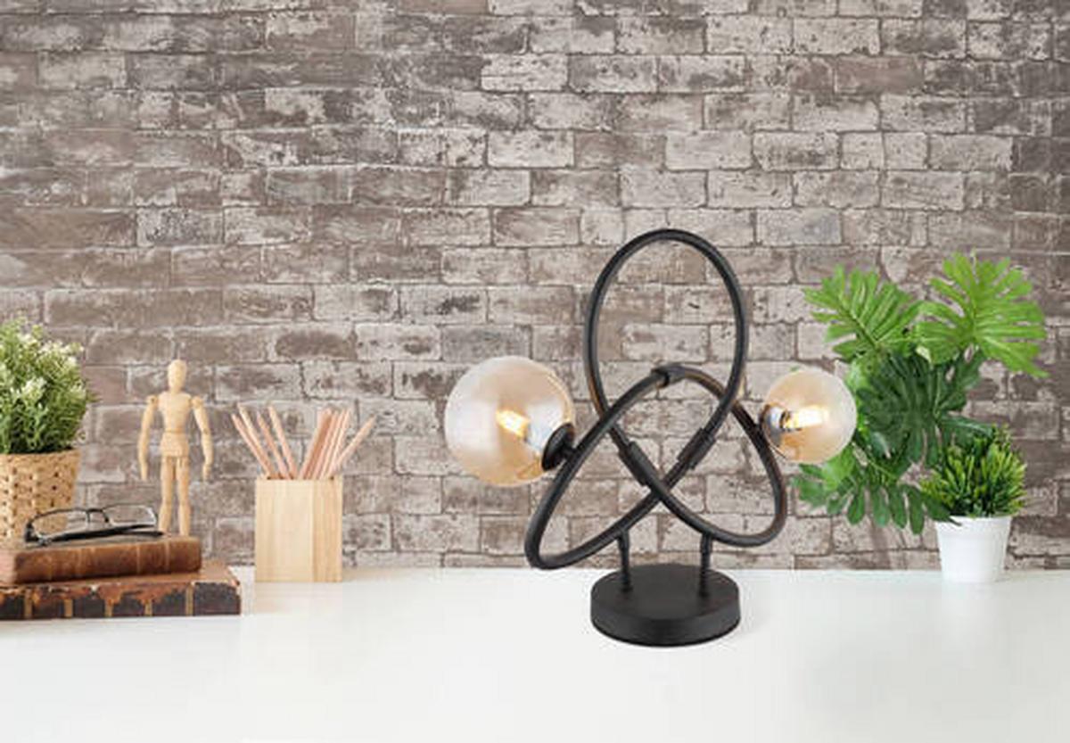 LED-Tischleuchte 56141-2t - Klar/Schwarz, Design, Glas/Kunststoff (46/15/38,5cm) - Globo
