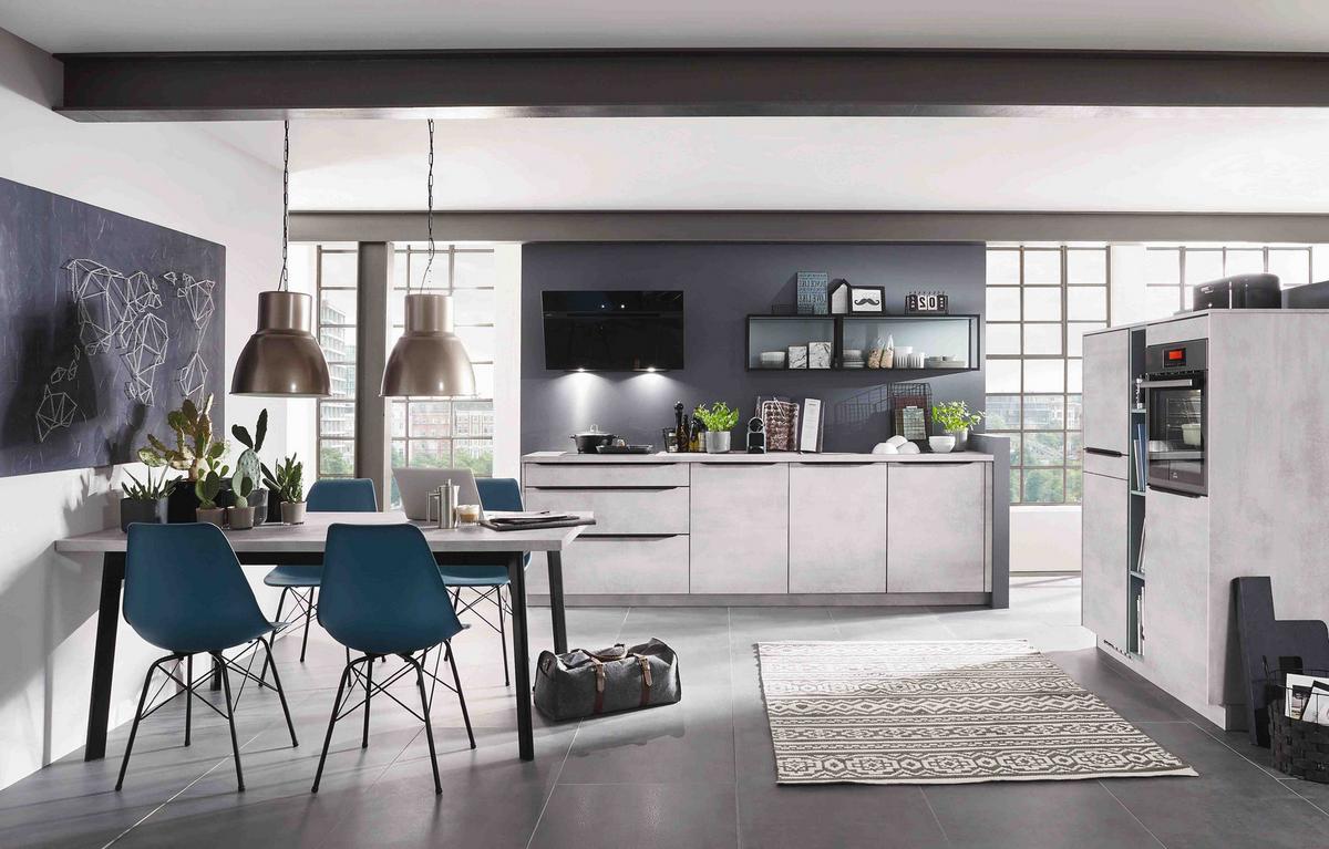 Einbauküche Weißbeton Nb. Planbar In Weißbeton Nb. - Weiß, MODERN, Holzwerkstoff - Vertico