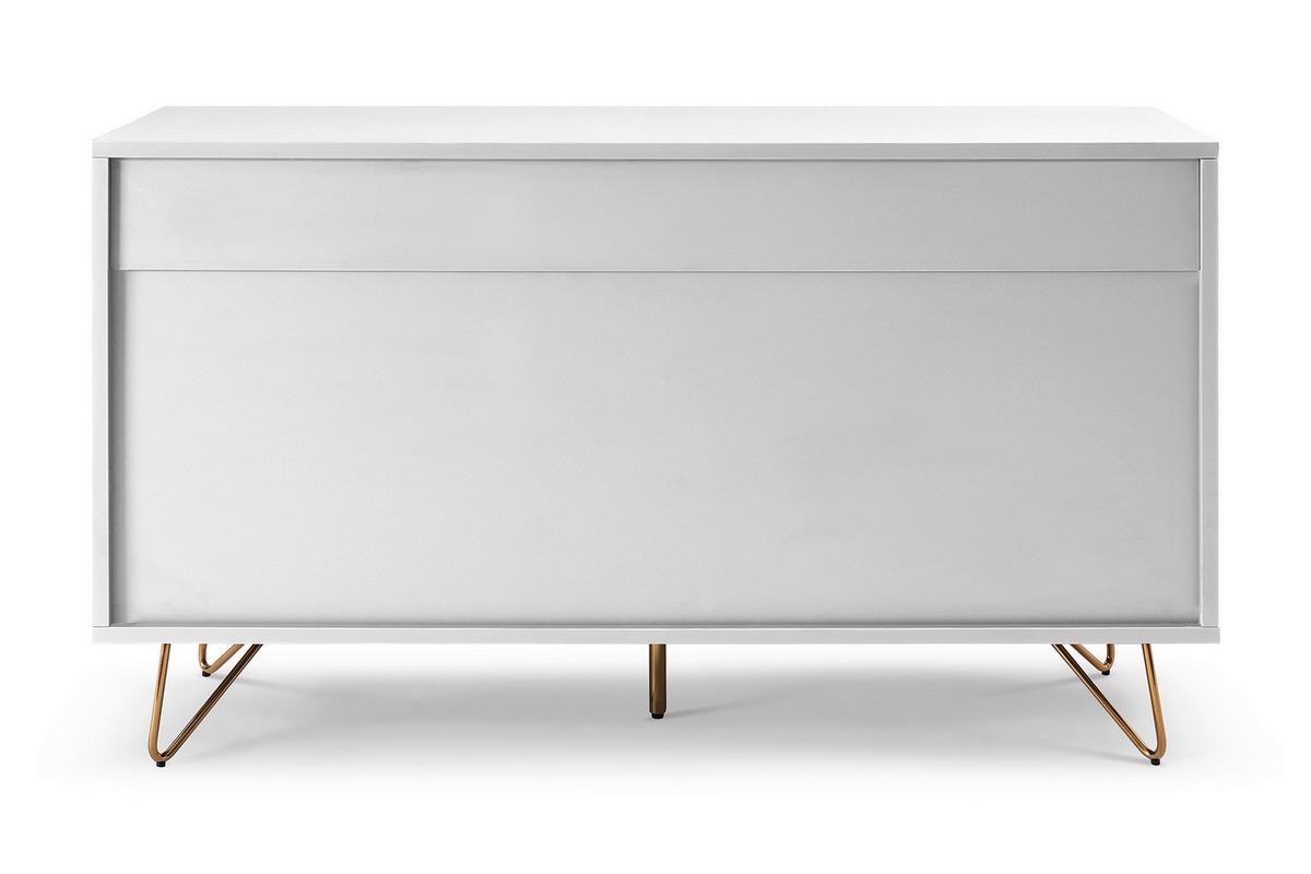 Kommode Weiß B: 120cm - Messingfarben/Weiß, Design, Holzwerkstoff (120/70/40cm) - Livetastic