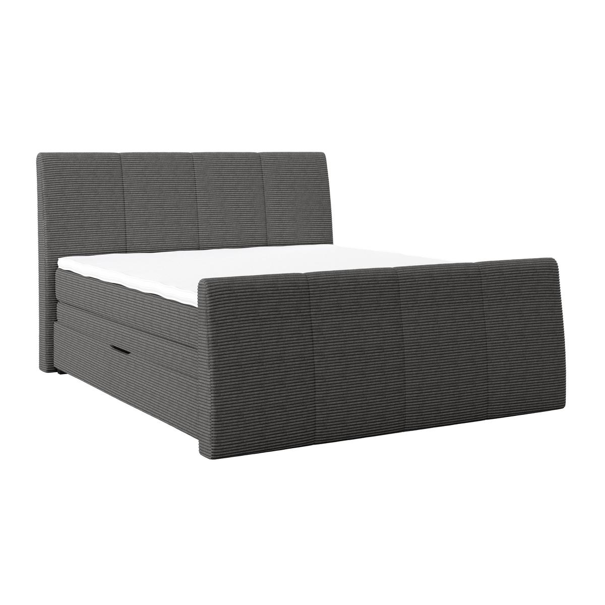 Boxspringbett Libra - Dunkelgrau/Schwarz, KONVENTIONELL, Textil (160/200cm)