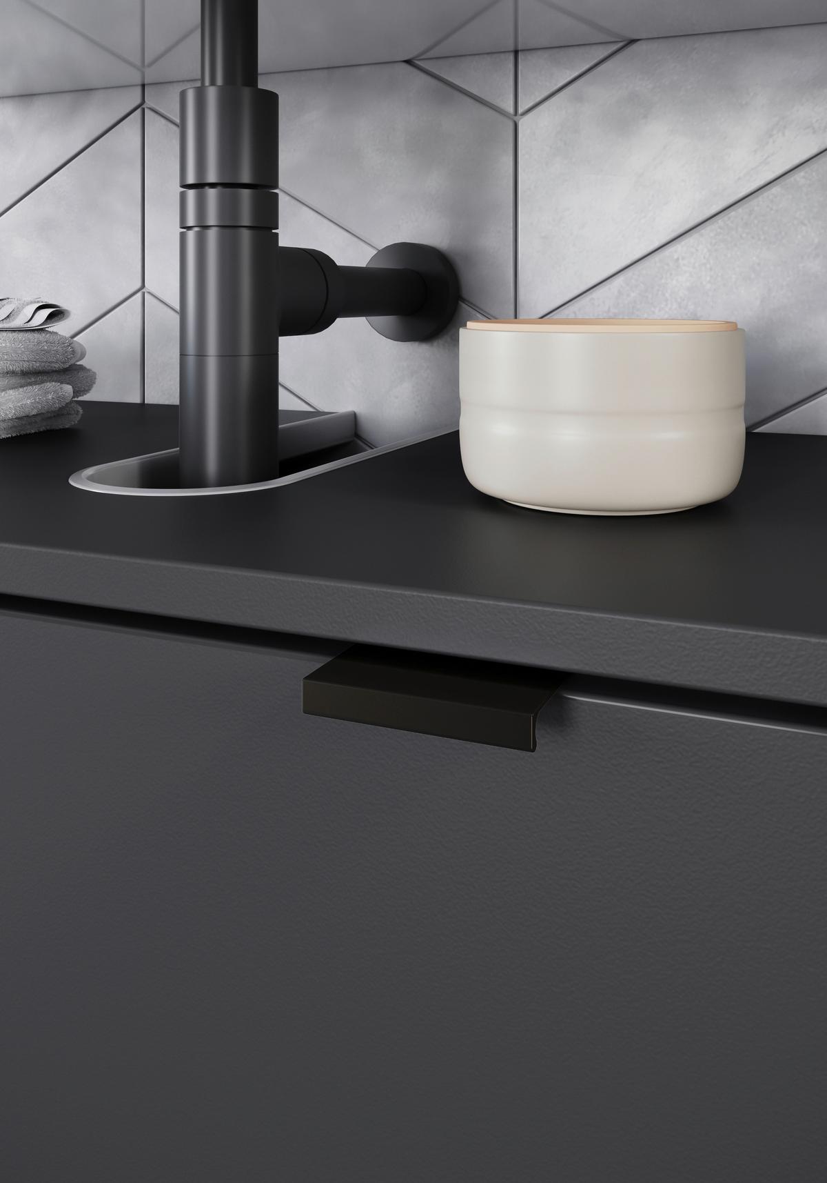 Badezimmer Gw-Arcena - Schwarz/Graphitfarben, MODERN, Holzwerkstoff (76cm) - Germania