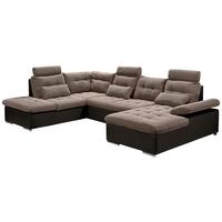 Wohnlandschaft Jakarta U mit Schlaffunktion Braun - Hellbraun/Dunkelbraun, MODERN, Holzwerkstoff/Textil (218/324/170cm) - MID.YOU