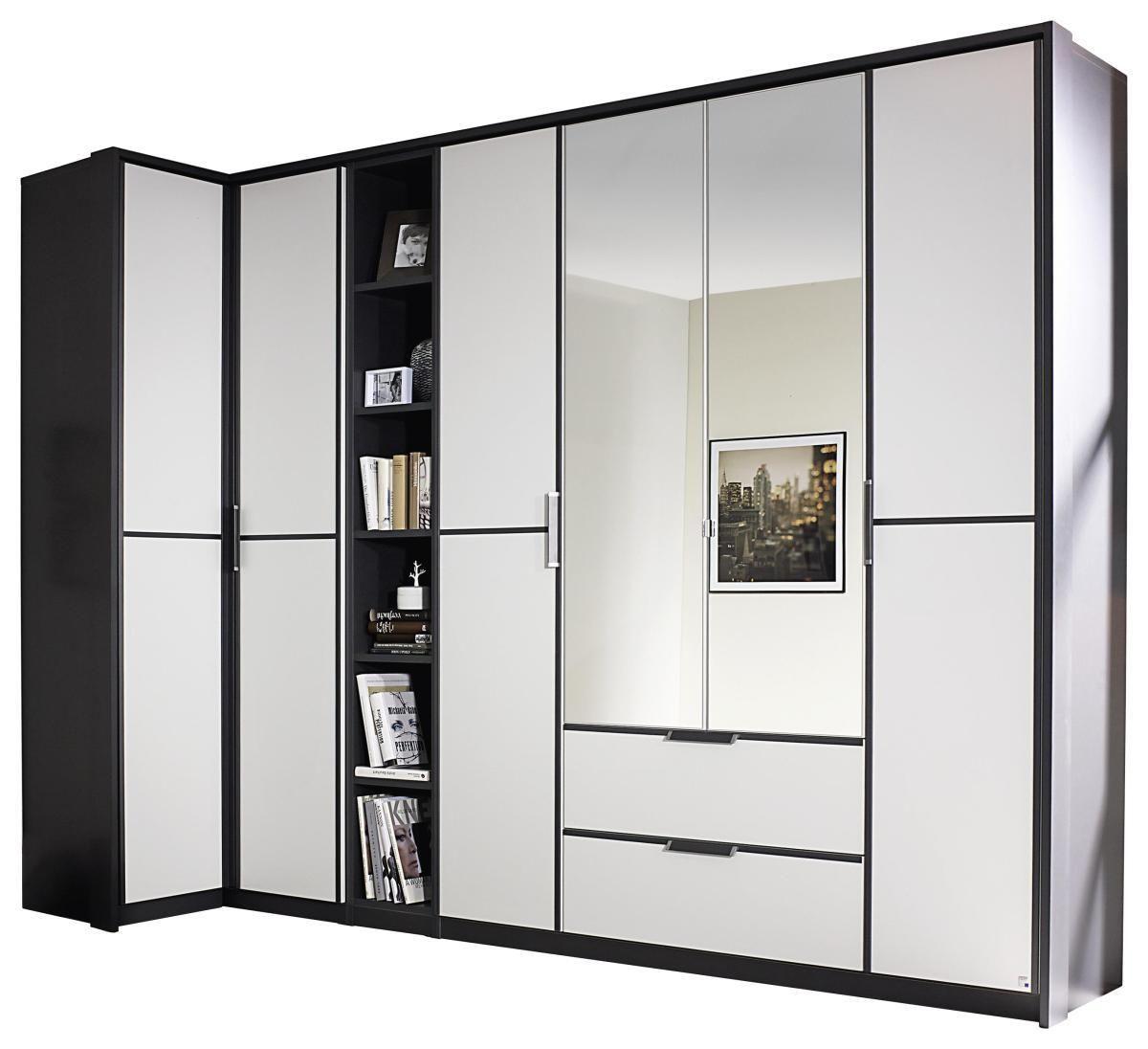 Eckschrank Mit Spiegel + Laden 100x314cm Essensa, Weiß - Weiß/Grau, Design, Holzwerkstoff (100/314cm) - Rauch Möbel