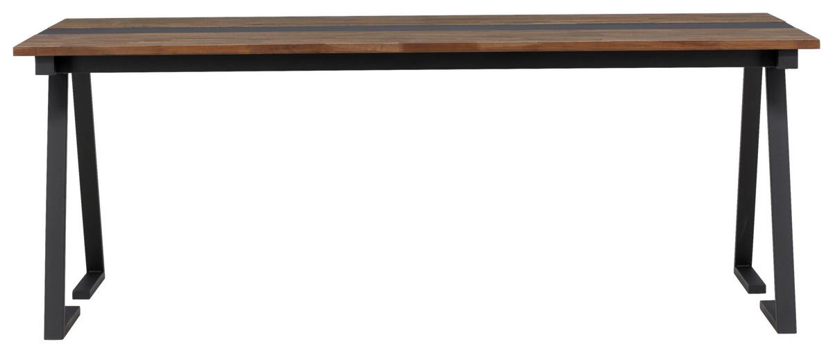 Esstisch Jakarta - Schwarz/Teakfarben, Design, Holz/Metall (200/90/75cm) - Livetastic