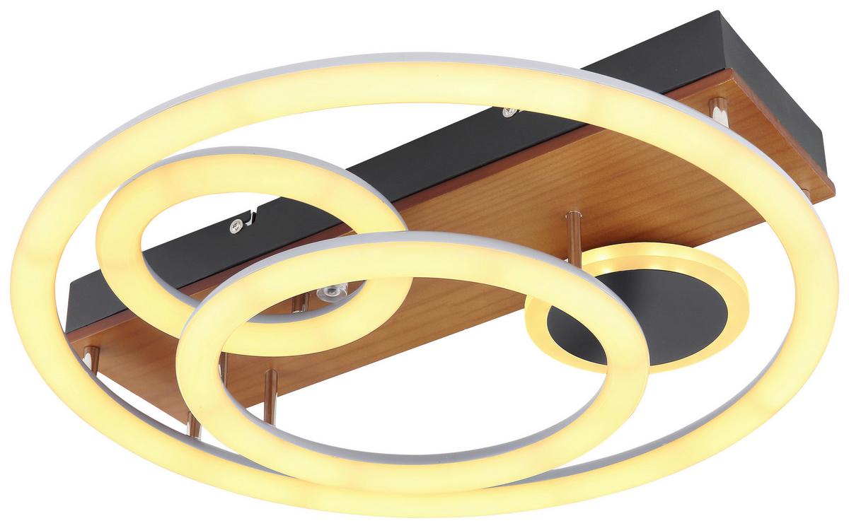 Led-deckenleuchte Darryl - Opal/Schwarz, Design, Holz/Kunststoff (48/11cm) - Globo