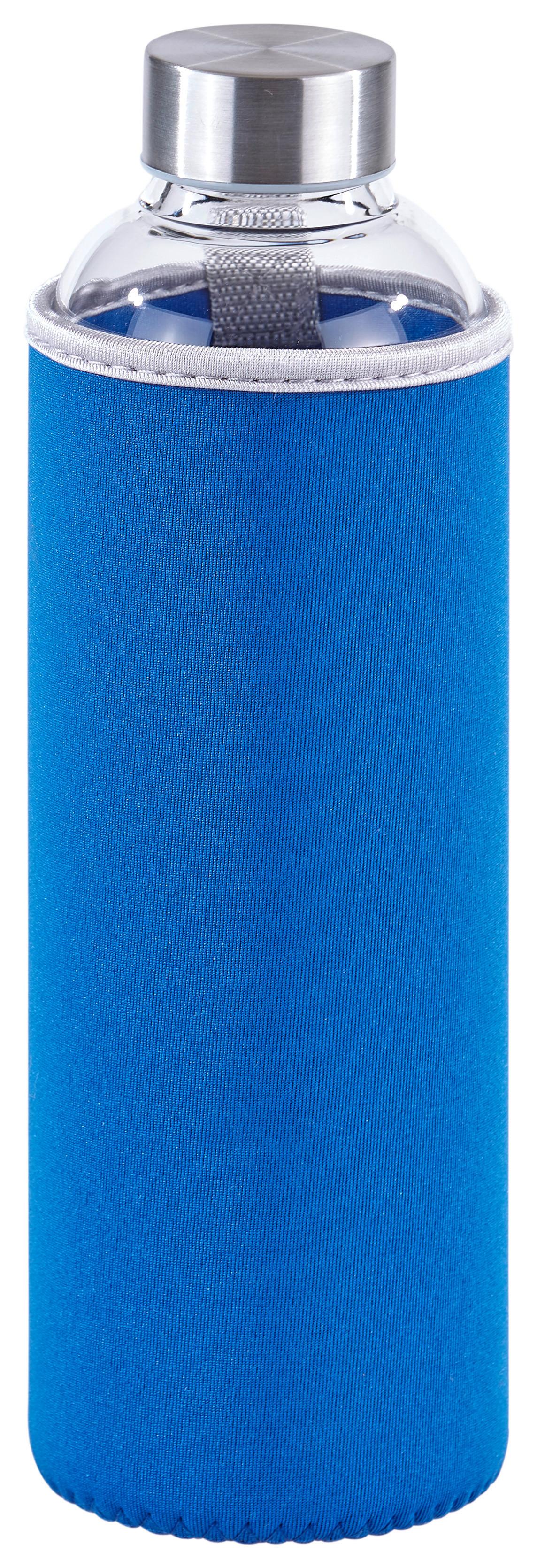 Trinkflasche Thorsten, ca. 800 ml - Blau/Klar, MODERN, Glas/Kunststoff (7,5/24,5cm) - Luca Bessoni
