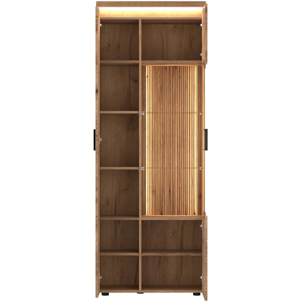 VITRINE Molina Eiche Dekor B: 75cm - Eichefarben/Schwarz, Basics, Glas/Holzwerkstoff (75/201,5/35,6cm)