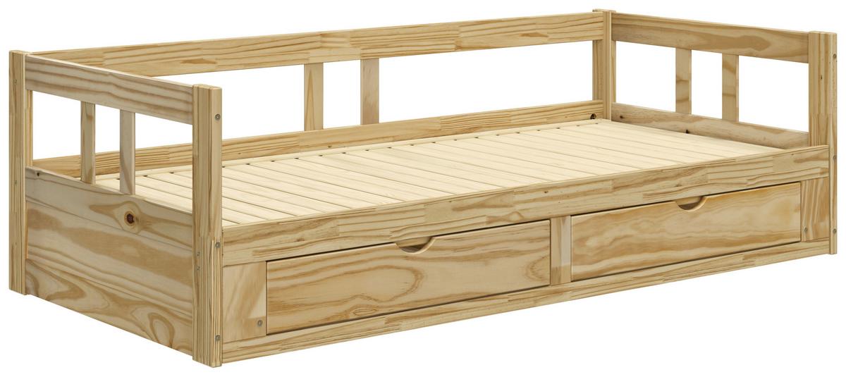 Ausziehbett Kiefer +lattenrost 90x200 cm Livio Natur - Naturfarben, MODERN, Holz/Holzwerkstoff (90/200cm) - MID.YOU