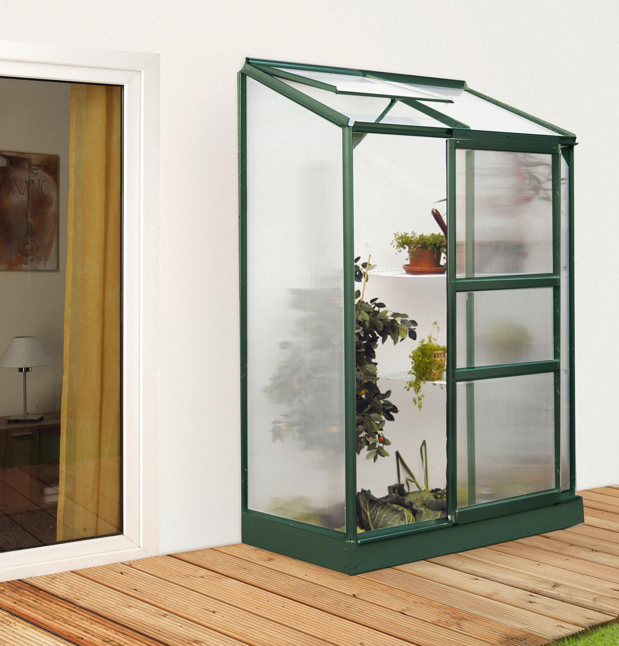 Anlehn-gewächshausbausatz Ida 900 0,9 M2 - Smaragdgrün, Basics, Kunststoff/Metall (130,6/182,3/68,8cm)