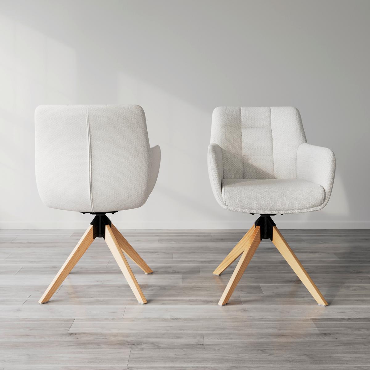 Stolička s podrúčkami MAILO - prírodná farba/svetlosivá, Modern, kov/drevo (56/92/62cm) - Bessagi Home