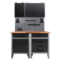 Werkbank-set Entdecker Echtholz/stahl B: 120 Kg - Anthrazit/Grau, Basics, Holz/Metall (120/205/60cm)