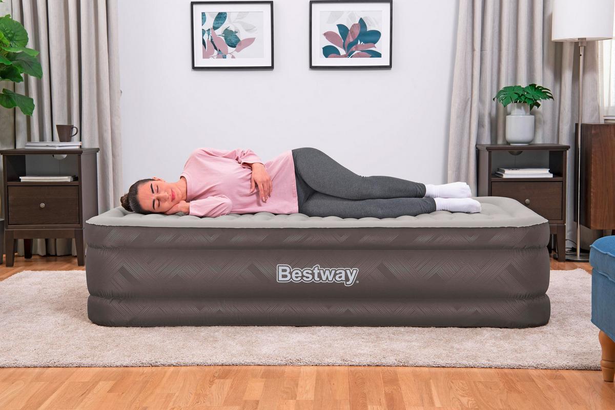 Luftbett Anita 191x97x46 cm Bis 180kg, inkl. Pumpe - Braun/Grau, KONVENTIONELL, Kunststoff/Metall (191/97/46cm) - Bestway