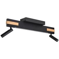 LED-Deckenstrahler Sreamlinie Schwarz Eiche Bianco H: 15 cm - Eiche Bianco/Schwarz, Natur, Holz/Metall (15/2/60cm) - Brilliant