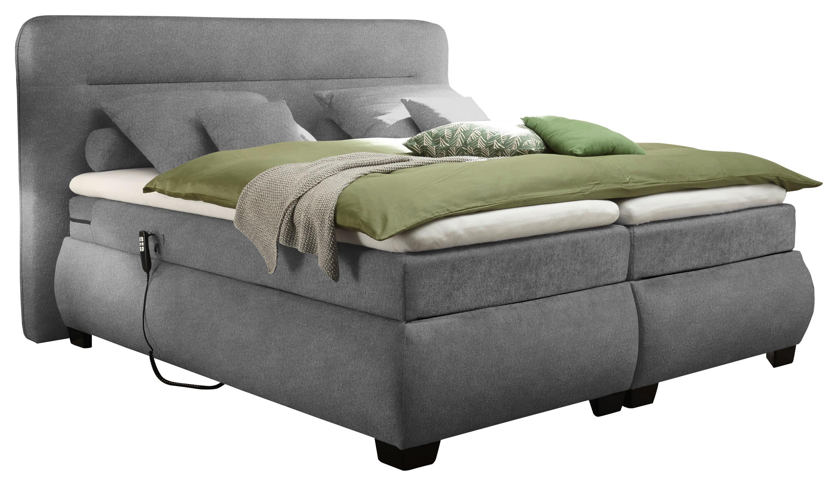 Boxspringbett Mit Topper 180x200 Evolution3 Verstellbar - Dunkelgrau/Schwarz, KONVENTIONELL, Textil (180/200cm) - MID.YOU
