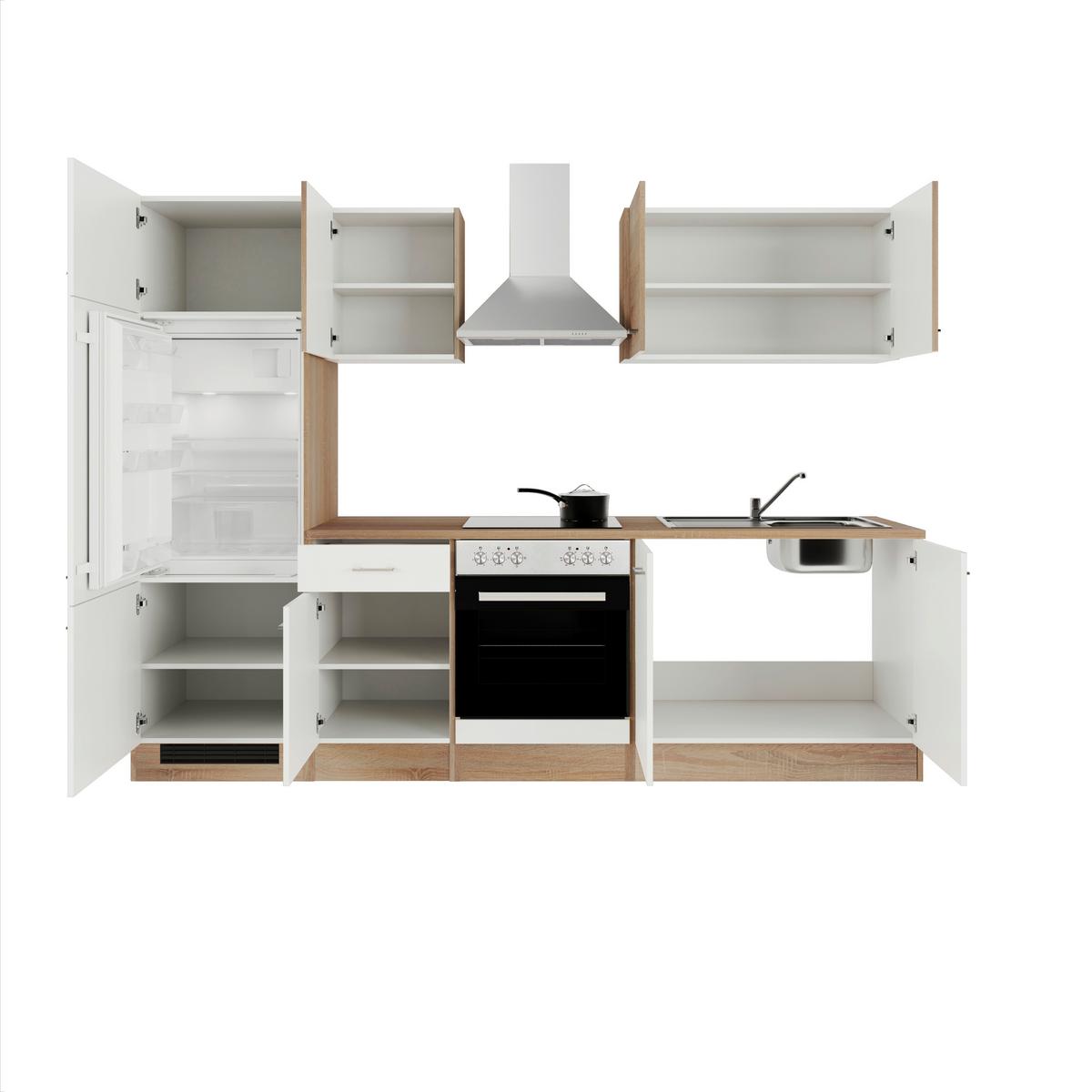 Küchenblock Samoa - Weiß/Sonoma Eiche, KONVENTIONELL, Holzwerkstoff (270/200/60cm) - FlexWell