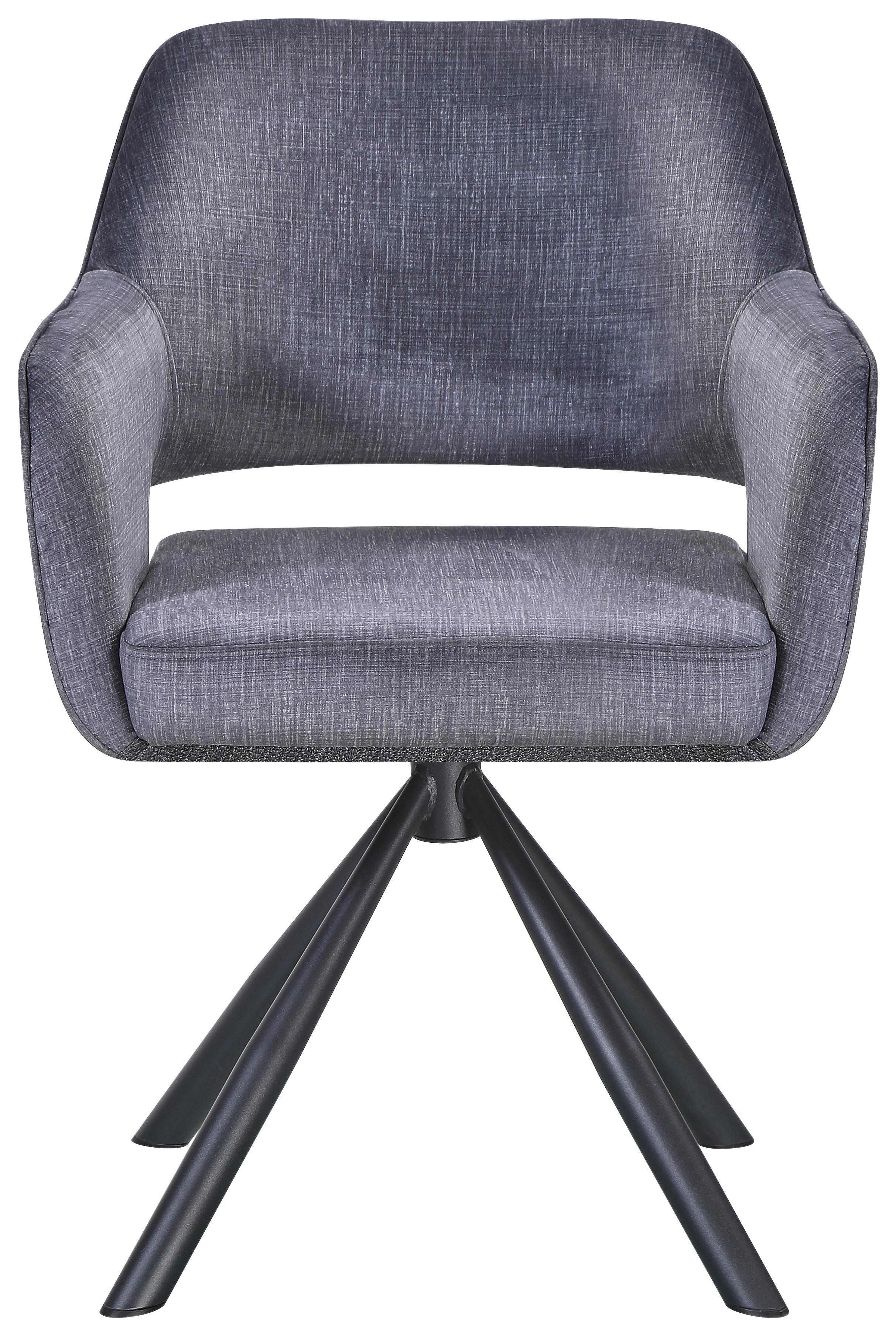 Stolička s podrúčkami Vanessa sivá, pružinové jadro - čierna/sivá, Modern, kov/textil (61/84,5/60cm) - Mömax