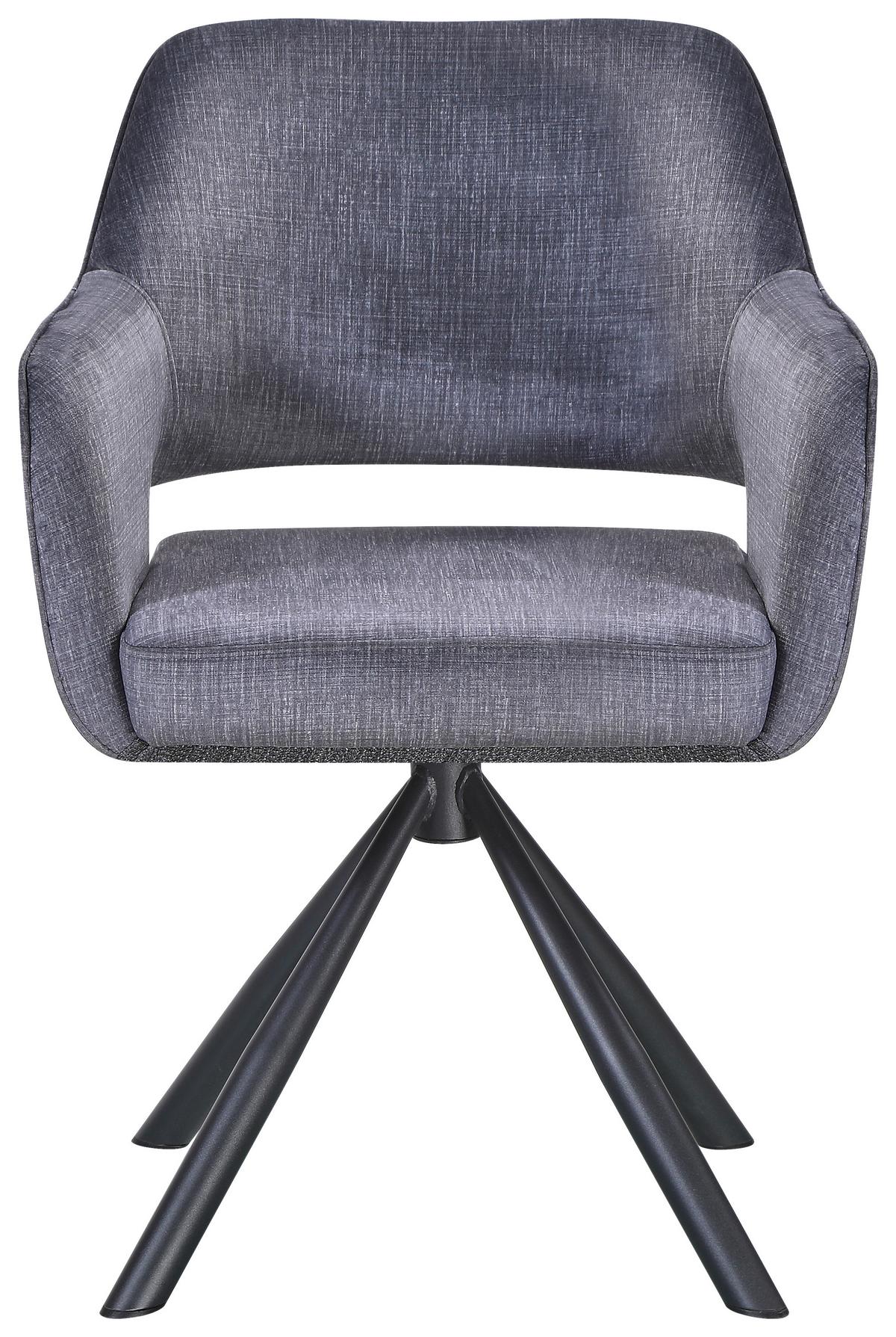 Stolička s podrúčkami Vanessa sivá, pružinové jadro - čierna/sivá, Modern, kov/textil (61/84,5/60cm) - Mömax