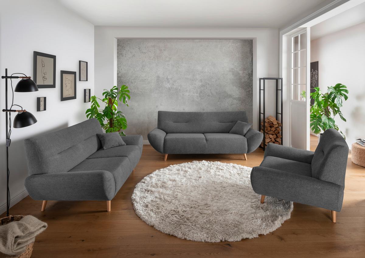 Sessel Drago Anthrazit B/H/T: 111/81/90 cm - Wildeiche/Anthrazit, MODERN, Holz/Textil (111/81/90cm) - MID.YOU