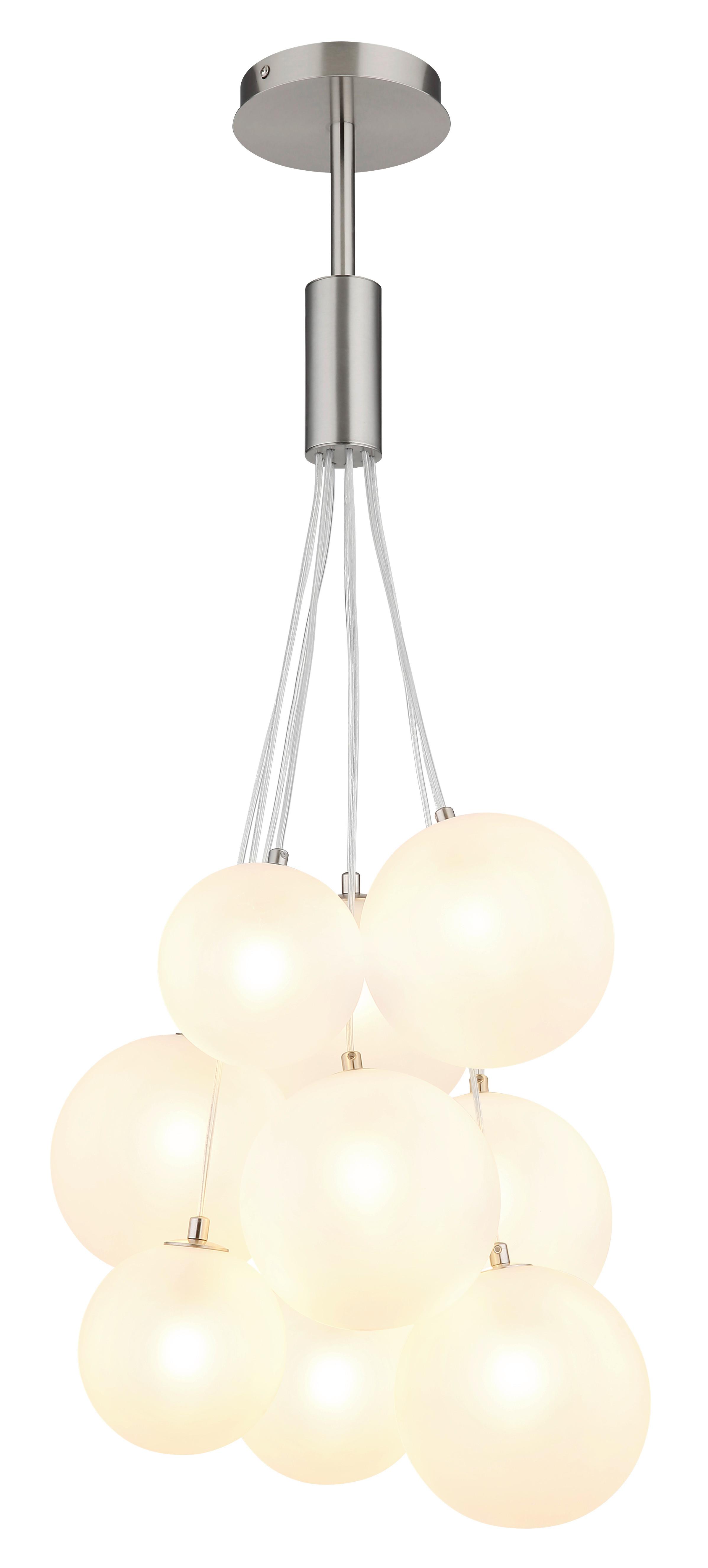 Hängeleuchte 56144-9hn - Nickelfarben, Design, Glas/Metall (45/90cm) - Globo