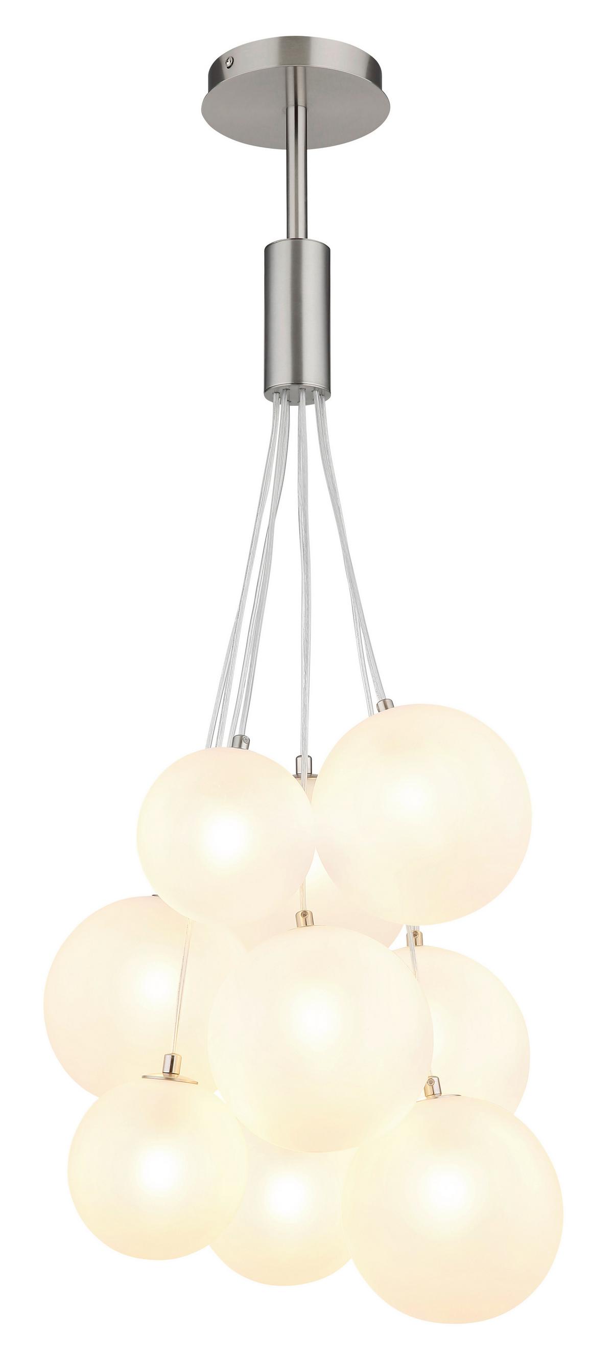 Hängeleuchte 56144-9hn - Nickelfarben, Design, Glas/Metall (45/90cm) - Globo