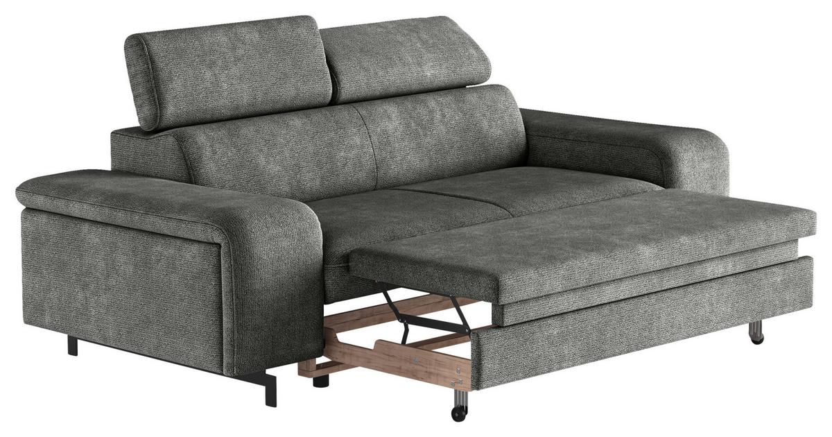 3-Sitzer-Sofa Emma Mit Liegefunktion Grau B: 217 cm - Schwarz/Grau, Textil (217/81/100cm) - MID.YOU