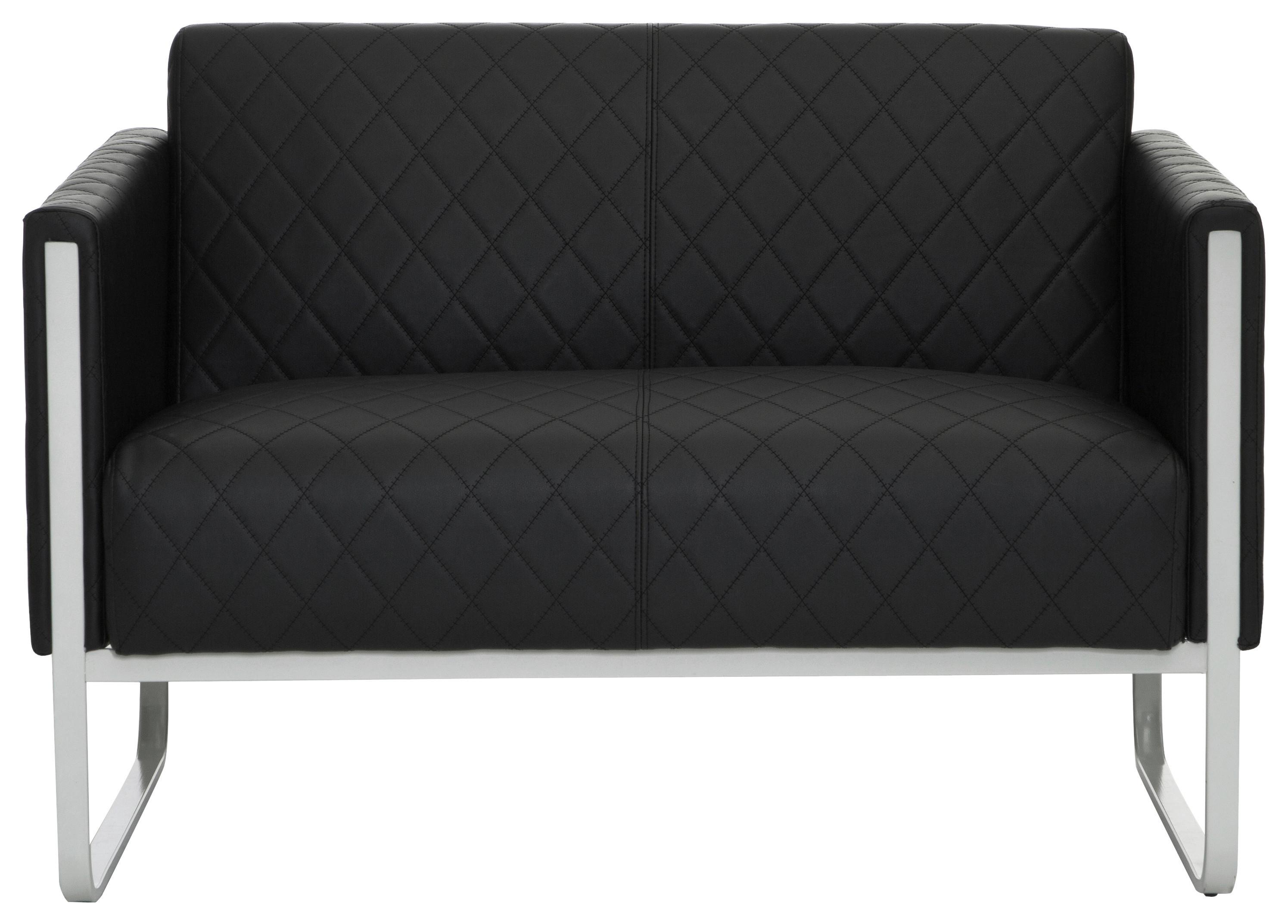 2-sitzer-sofa Aruba Mit Armlehnen, Schwarz Lederlook - Hellgrau/Schwarz, MODERN, Textil (111/78/71cm) - MID.YOU