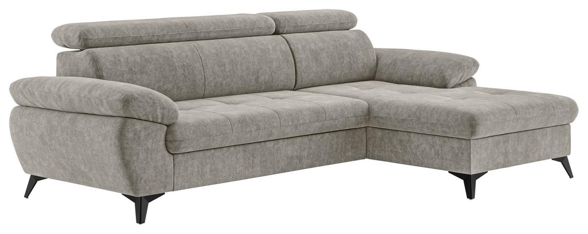 Ecksofa mit Bettkasten Hudson 261x166 cm Schlammfarben - Schlammfarben/Schwarz, Textil (261/166cm) - MID.YOU
